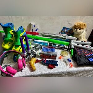 Skates, Star Wars Swords, Nerf Gun, Toys Lot
